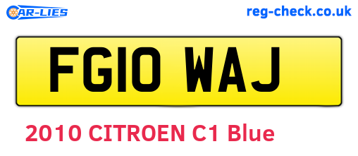 FG10WAJ are the vehicle registration plates.