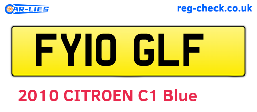 FY10GLF are the vehicle registration plates.