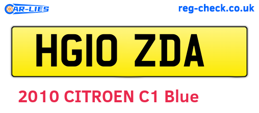 HG10ZDA are the vehicle registration plates.