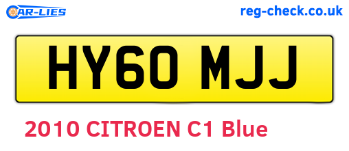 HY60MJJ are the vehicle registration plates.