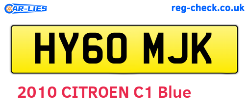 HY60MJK are the vehicle registration plates.