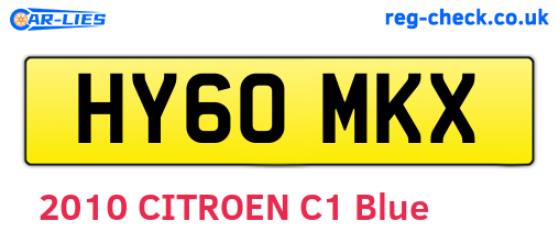 HY60MKX are the vehicle registration plates.