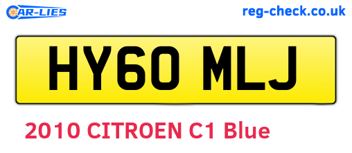 HY60MLJ are the vehicle registration plates.