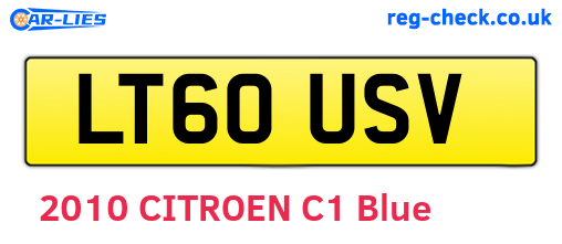 LT60USV are the vehicle registration plates.