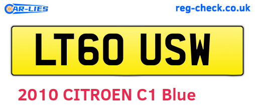 LT60USW are the vehicle registration plates.