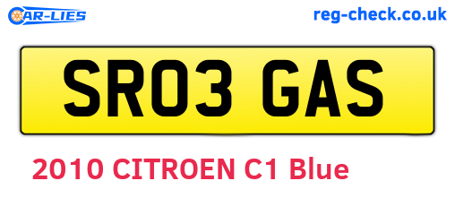 SR03GAS are the vehicle registration plates.