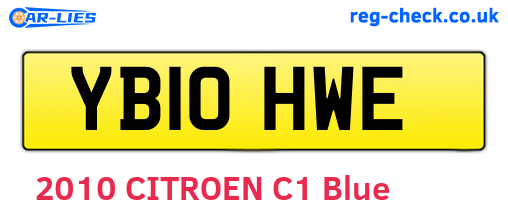 YB10HWE are the vehicle registration plates.