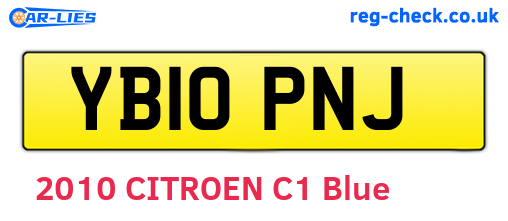 YB10PNJ are the vehicle registration plates.
