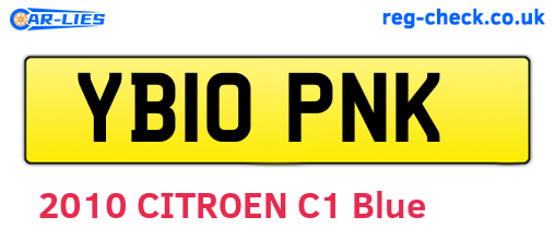YB10PNK are the vehicle registration plates.