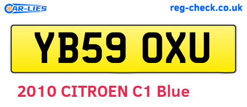 YB59OXU are the vehicle registration plates.