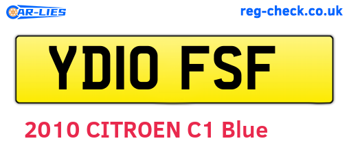 YD10FSF are the vehicle registration plates.