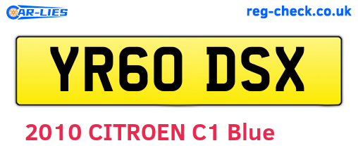 YR60DSX are the vehicle registration plates.