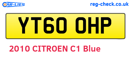 YT60OHP are the vehicle registration plates.