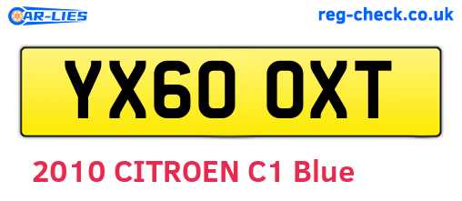 YX60OXT are the vehicle registration plates.