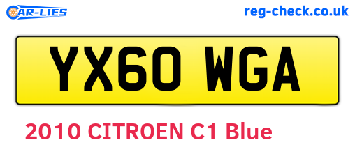 YX60WGA are the vehicle registration plates.