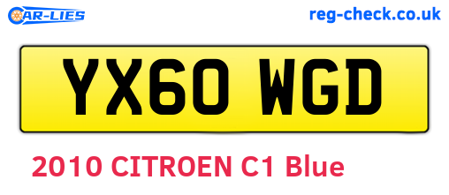YX60WGD are the vehicle registration plates.