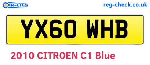 YX60WHB are the vehicle registration plates.