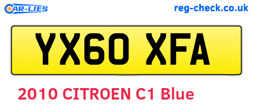 YX60XFA are the vehicle registration plates.