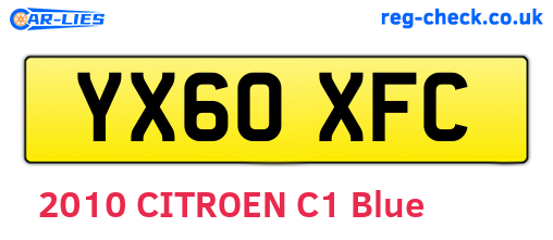 YX60XFC are the vehicle registration plates.