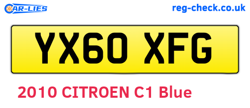 YX60XFG are the vehicle registration plates.