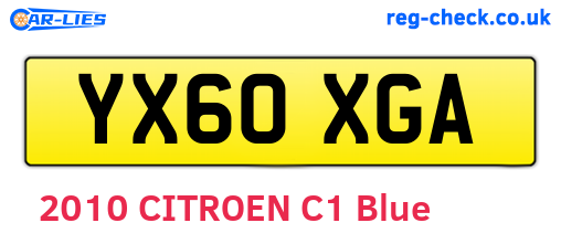 YX60XGA are the vehicle registration plates.