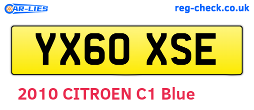 YX60XSE are the vehicle registration plates.