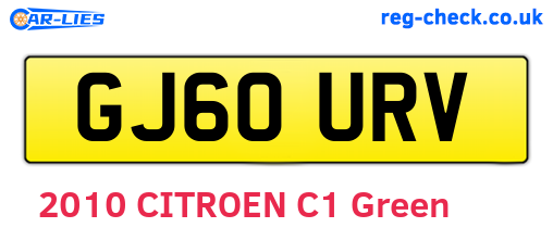 GJ60URV are the vehicle registration plates.