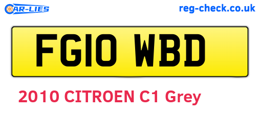 FG10WBD are the vehicle registration plates.