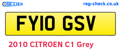 FY10GSV are the vehicle registration plates.