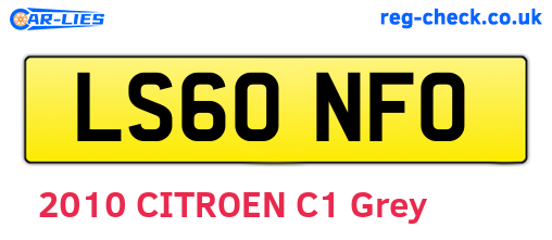 LS60NFO are the vehicle registration plates.