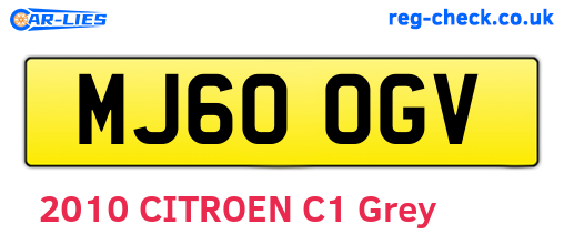 MJ60OGV are the vehicle registration plates.