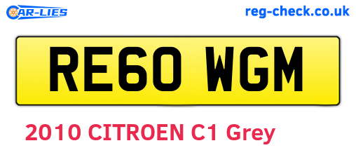 RE60WGM are the vehicle registration plates.