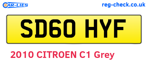SD60HYF are the vehicle registration plates.