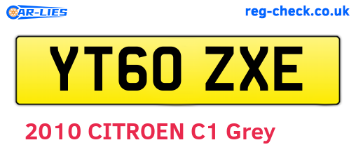 YT60ZXE are the vehicle registration plates.