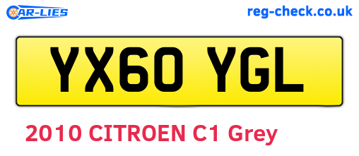 YX60YGL are the vehicle registration plates.