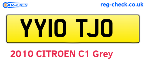 YY10TJO are the vehicle registration plates.
