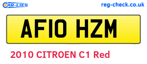 AF10HZM are the vehicle registration plates.