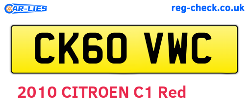CK60VWC are the vehicle registration plates.