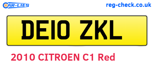 DE10ZKL are the vehicle registration plates.