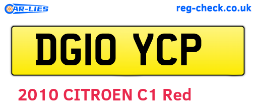 DG10YCP are the vehicle registration plates.