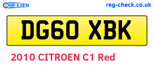 DG60XBK are the vehicle registration plates.