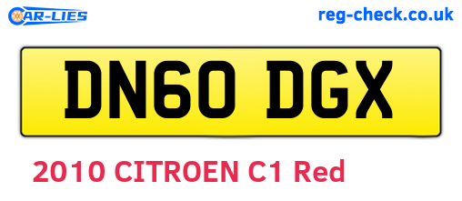 DN60DGX are the vehicle registration plates.