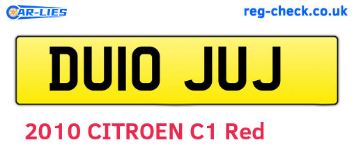 DU10JUJ are the vehicle registration plates.