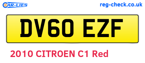 DV60EZF are the vehicle registration plates.