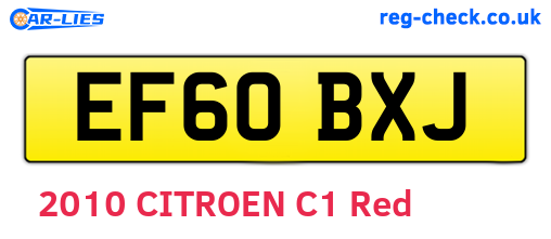 EF60BXJ are the vehicle registration plates.