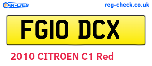 FG10DCX are the vehicle registration plates.