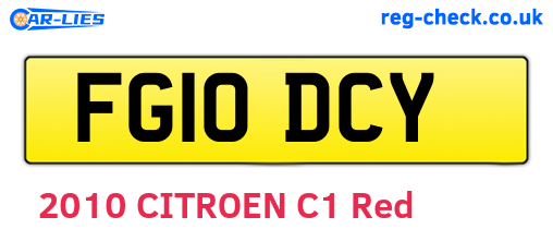 FG10DCY are the vehicle registration plates.