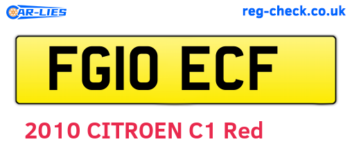 FG10ECF are the vehicle registration plates.