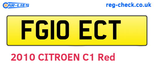 FG10ECT are the vehicle registration plates.