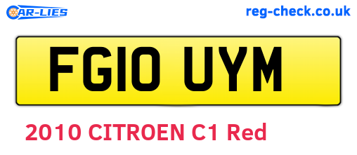 FG10UYM are the vehicle registration plates.